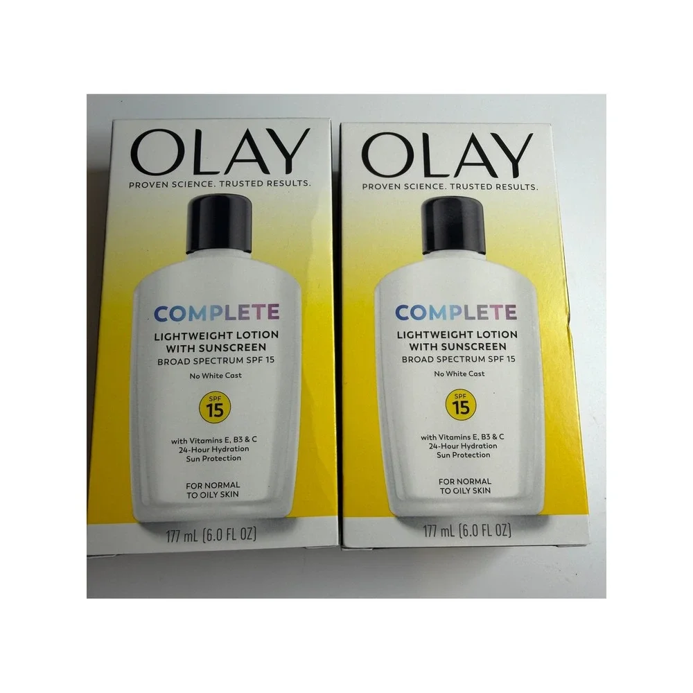 Lot of 2 Olay Complete Daily Moisturizer SPF 15 Normal Oily Skin 6oz Exp 2028